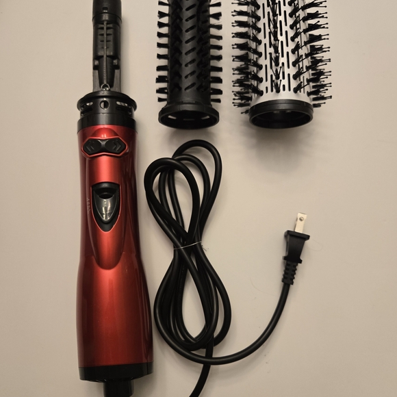 Rotating Brush Blow Dryer Red Hair Styling Tool with Attachments - Picture 3 of 3